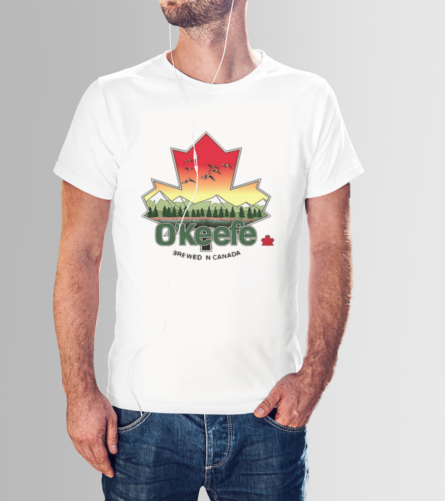 O'Keefe Brewed In Canada Maple Leaf Mountains And Geese T-Shirt