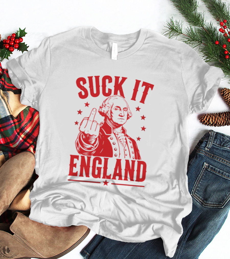 Suck It England George Washington Middle Finger Gesture T-Shirt