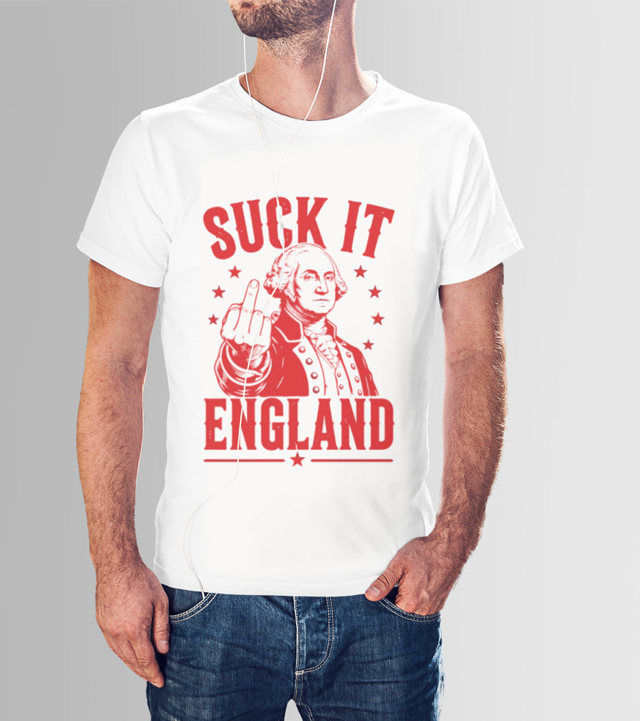 Suck It England George Washington Middle Finger Gesture T-Shirt