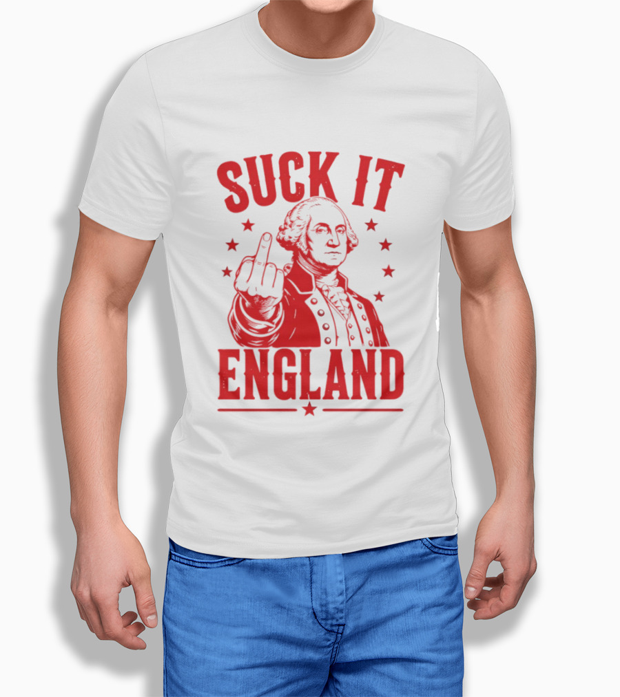 Suck It England George Washington Middle Finger Gesture T-Shirt