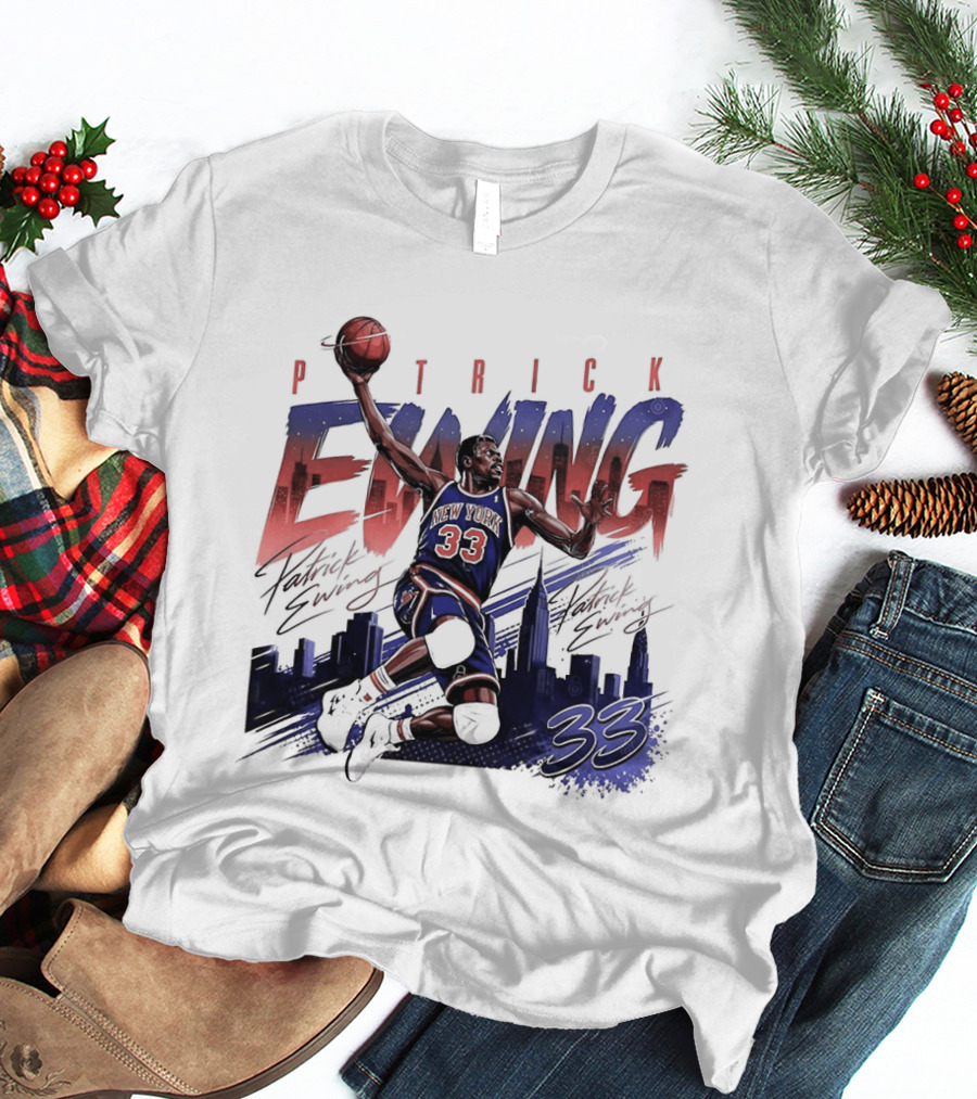 Patrick Ewing New York Knicks Skyline 33 T-Shirt