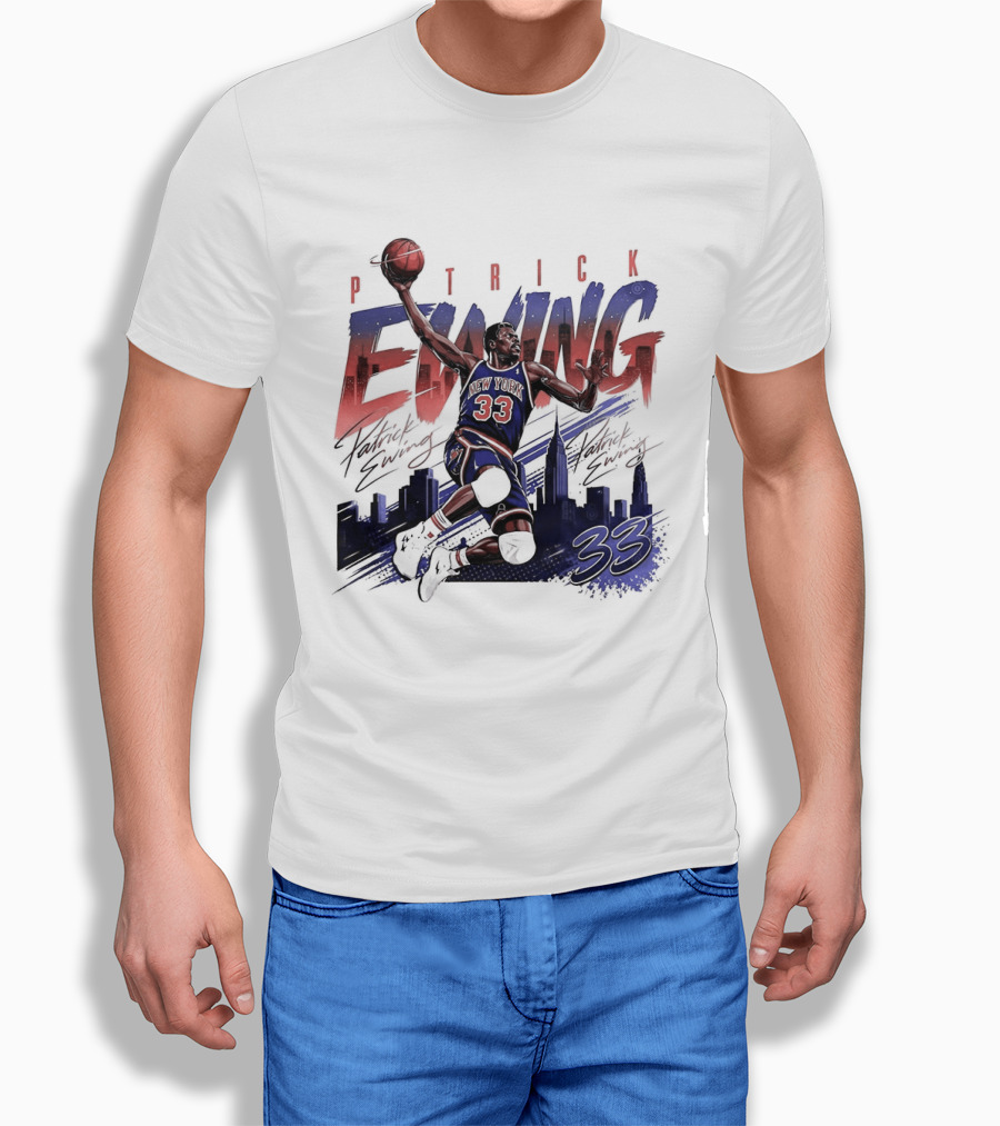 Patrick Ewing New York Knicks Skyline 33 T-Shirt