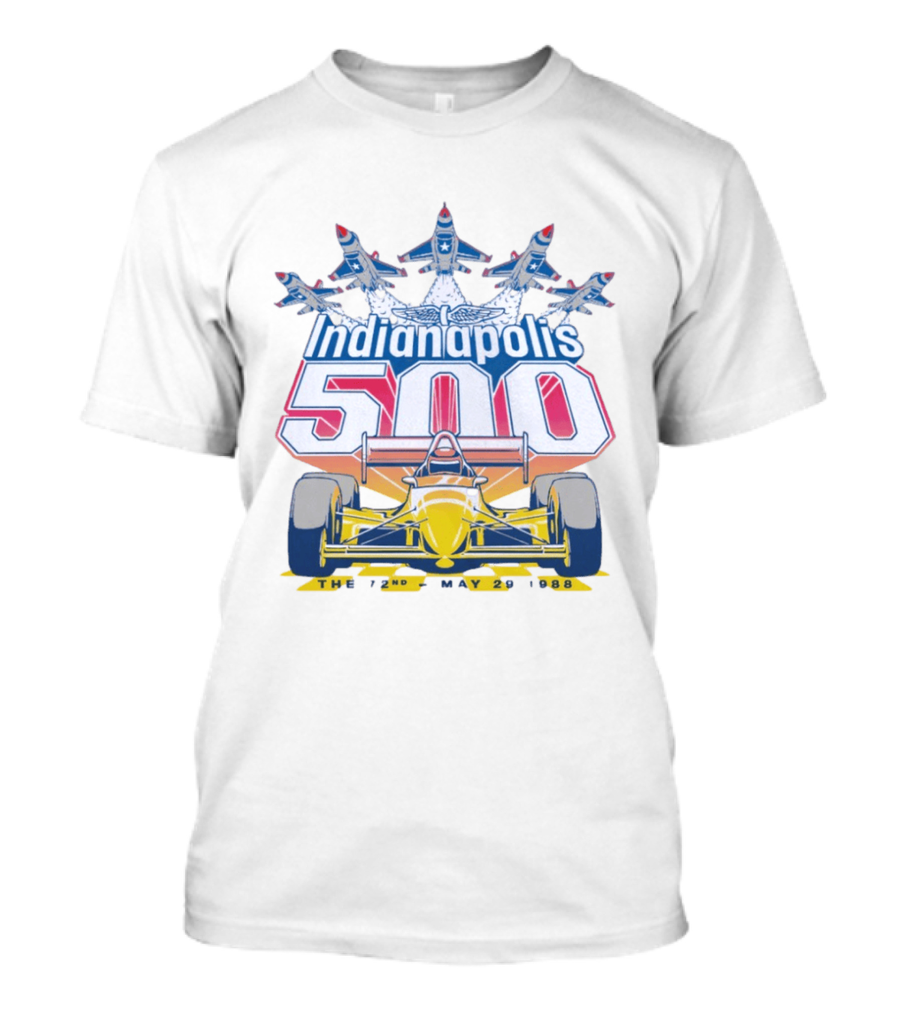 Indianapolis 500 May 29 1988 72nd Race Yellow Racecar And Blue Jets T-Shirt