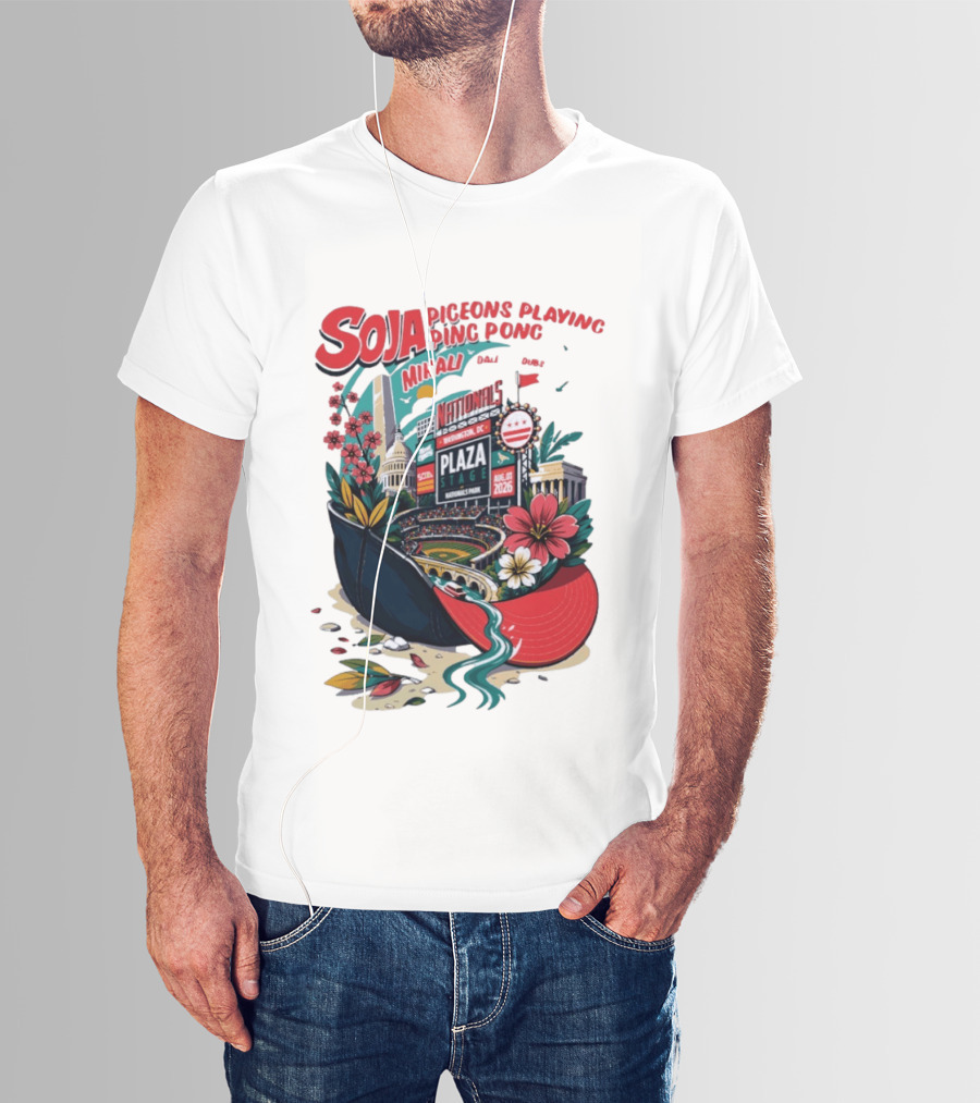 SOJA Pigeons Playing Ping Pong Mihali Nationals Park Plaza Stage DC August 1 2026 T-Shirt
