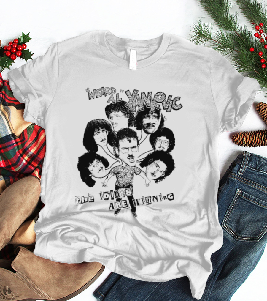 Weird Al Yankovic The Idiots Are Winning Black And White Caricature Faces T-Shirt