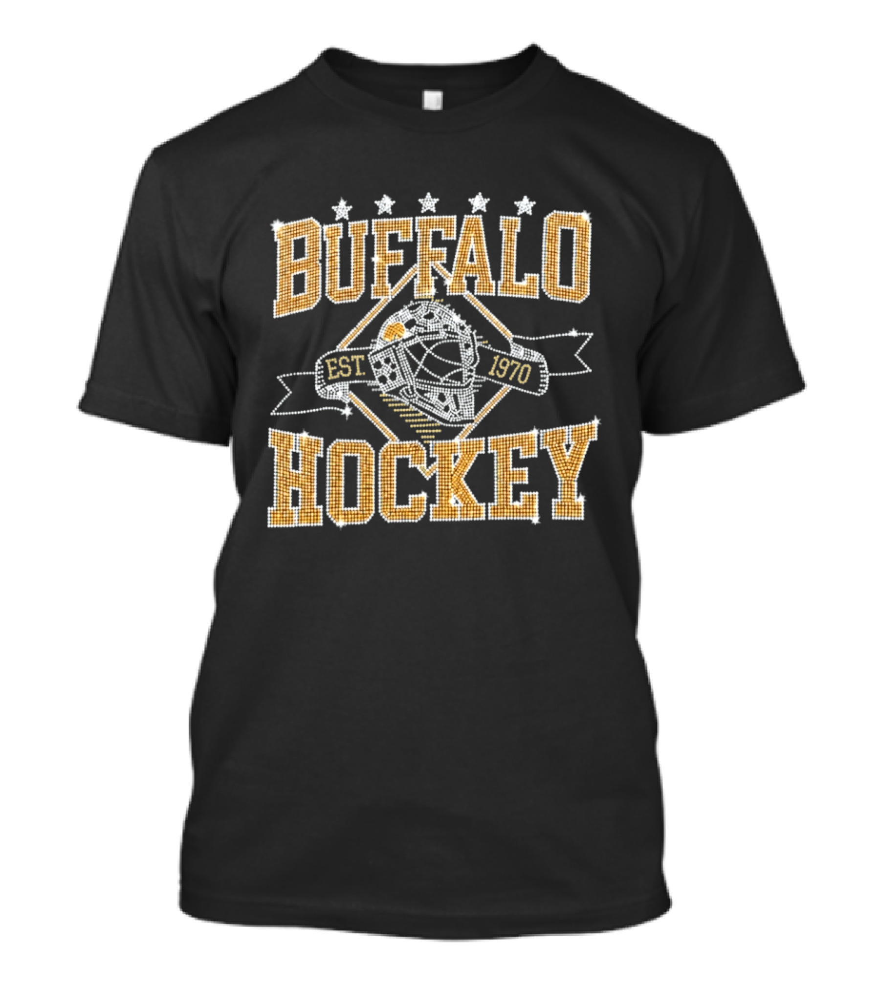 Buffalo Hockey Est 1970 Vintage Style Goalie Mask Five Stars T-Shirt
