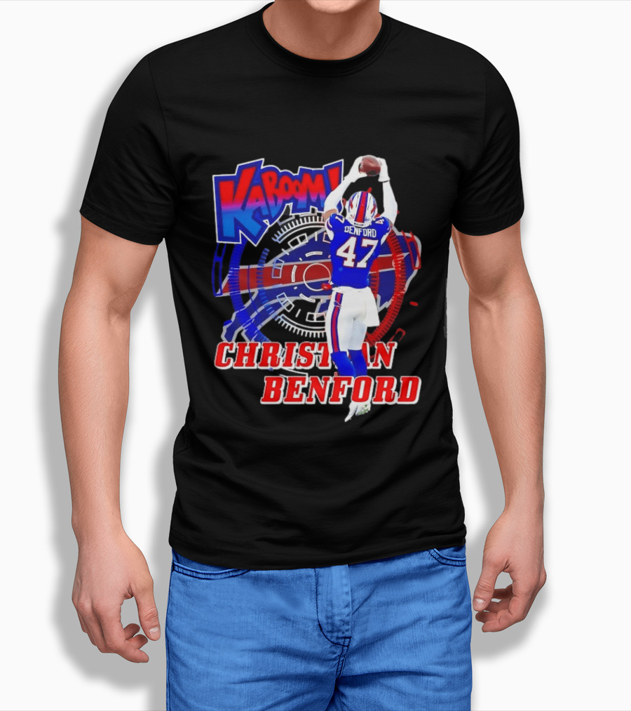 Kaboom Christian Benford 47 Buffalo Bills Football T-Shirt