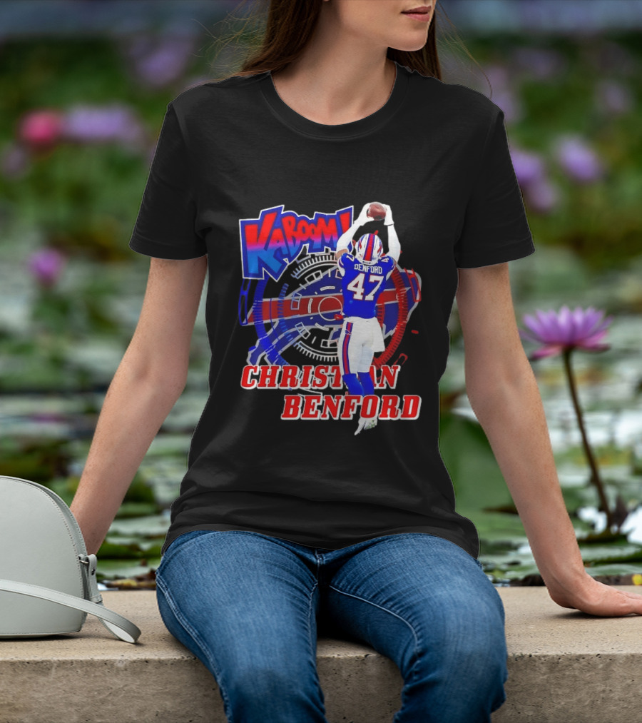 Kaboom Christian Benford 47 Buffalo Bills Football T-Shirt