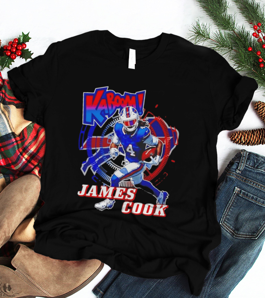 Kaboom James Cook Buffalo Bills Football Action Explosion T-Shirt