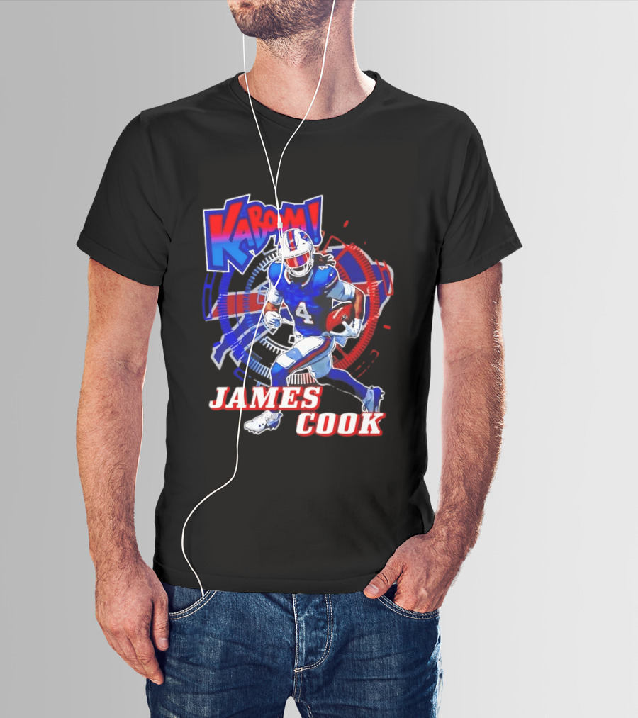 Kaboom James Cook Buffalo Bills Football Action Explosion T-Shirt