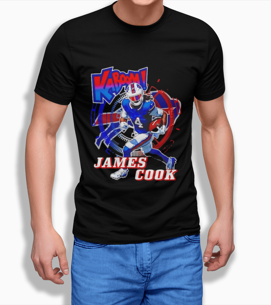 Kaboom James Cook Buffalo Bills Football Action Explosion T-Shirt