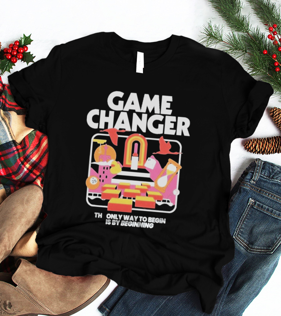 Game Changer The Only Way To Begin Is By Beginning Retro Icons And Symbols Collection T-Shirt