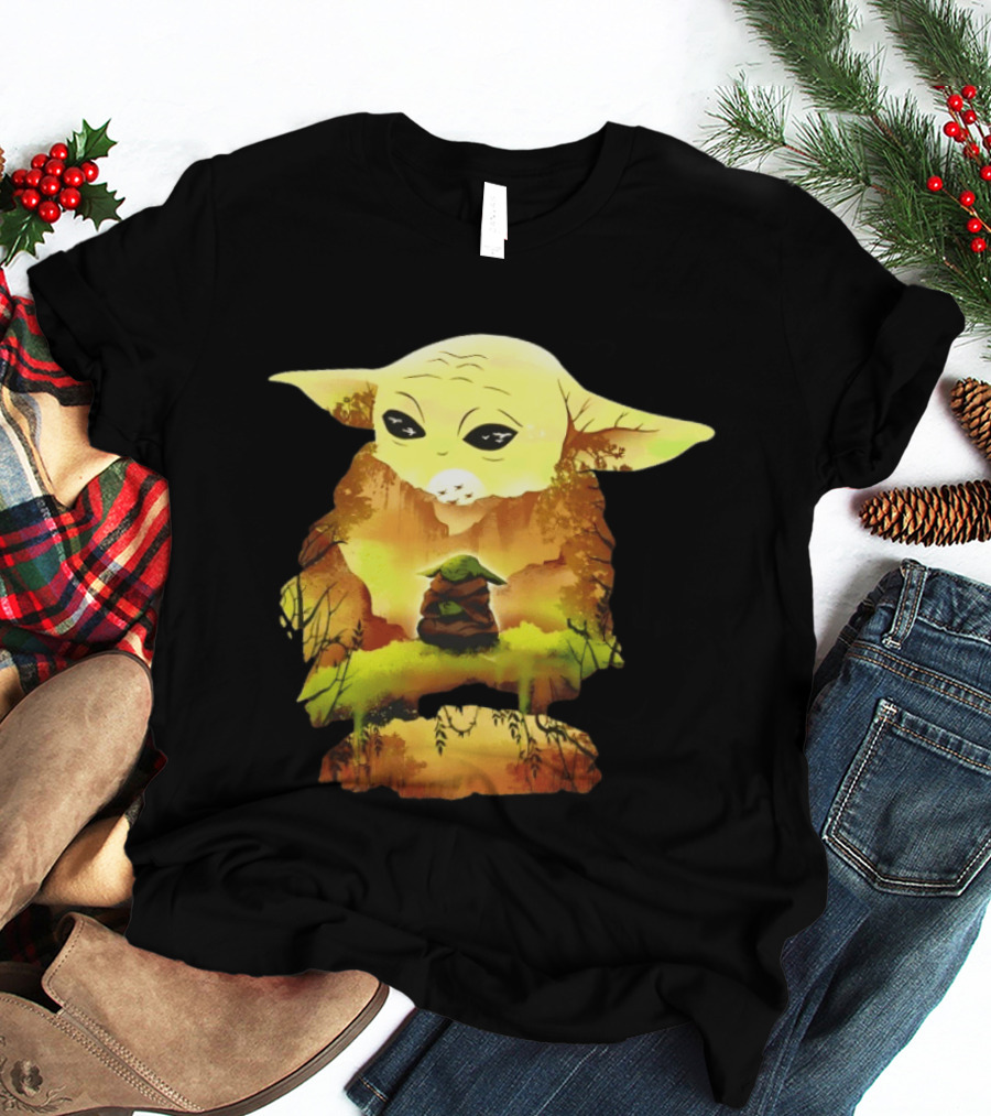 Grogu Meditates In Serene Forest Scene T-Shirt