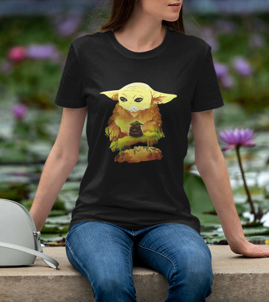 Grogu Meditates In Serene Forest Scene T-Shirt