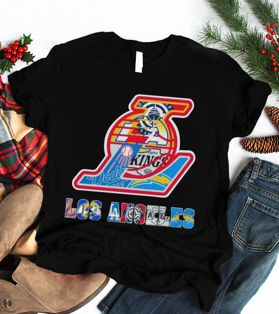 Los Angeles Lakers Dodgers Kings Chargers Sports Teams Logos T-Shirt