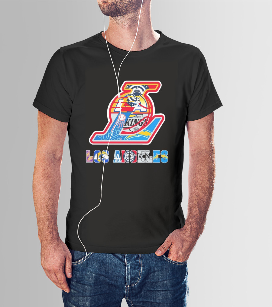 Los Angeles Lakers Dodgers Kings Chargers Sports Teams Logos T-Shirt