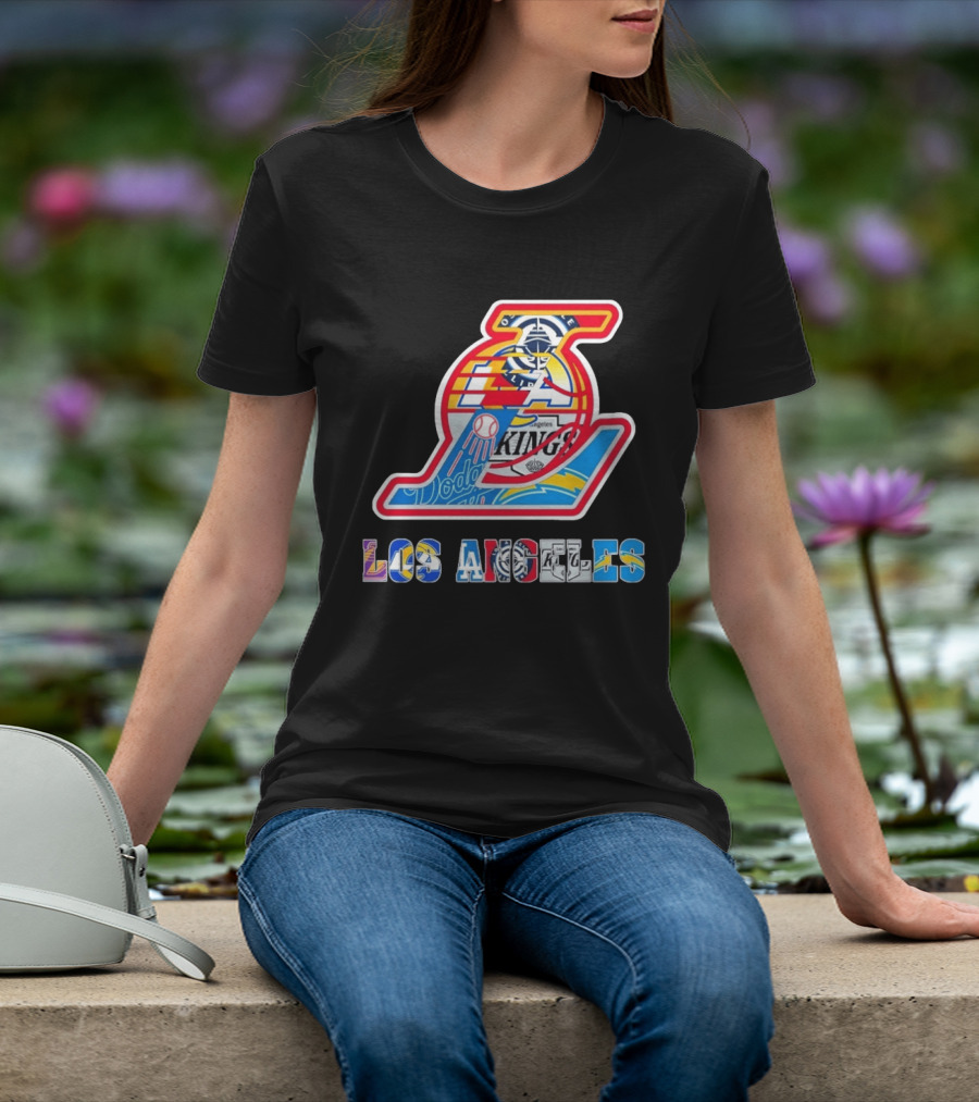 Los Angeles Lakers Dodgers Kings Chargers Sports Teams Logos T-Shirt