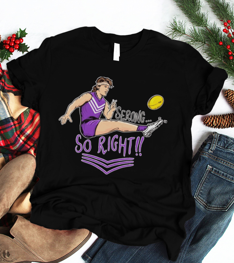 Serong So Right Purple Kicking Action Football T-Shirt