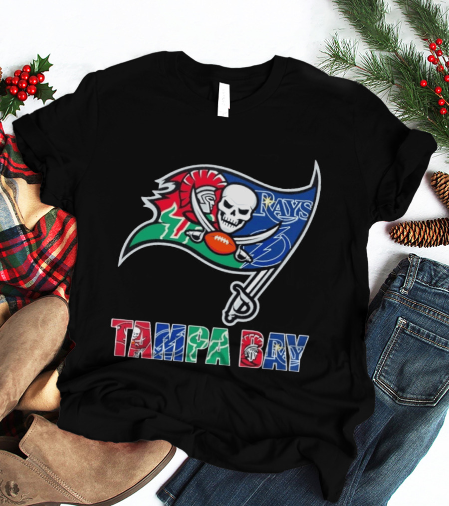 Tampa Bay Buccaneers Rays Lightning Sports Teams Flag T-Shirt