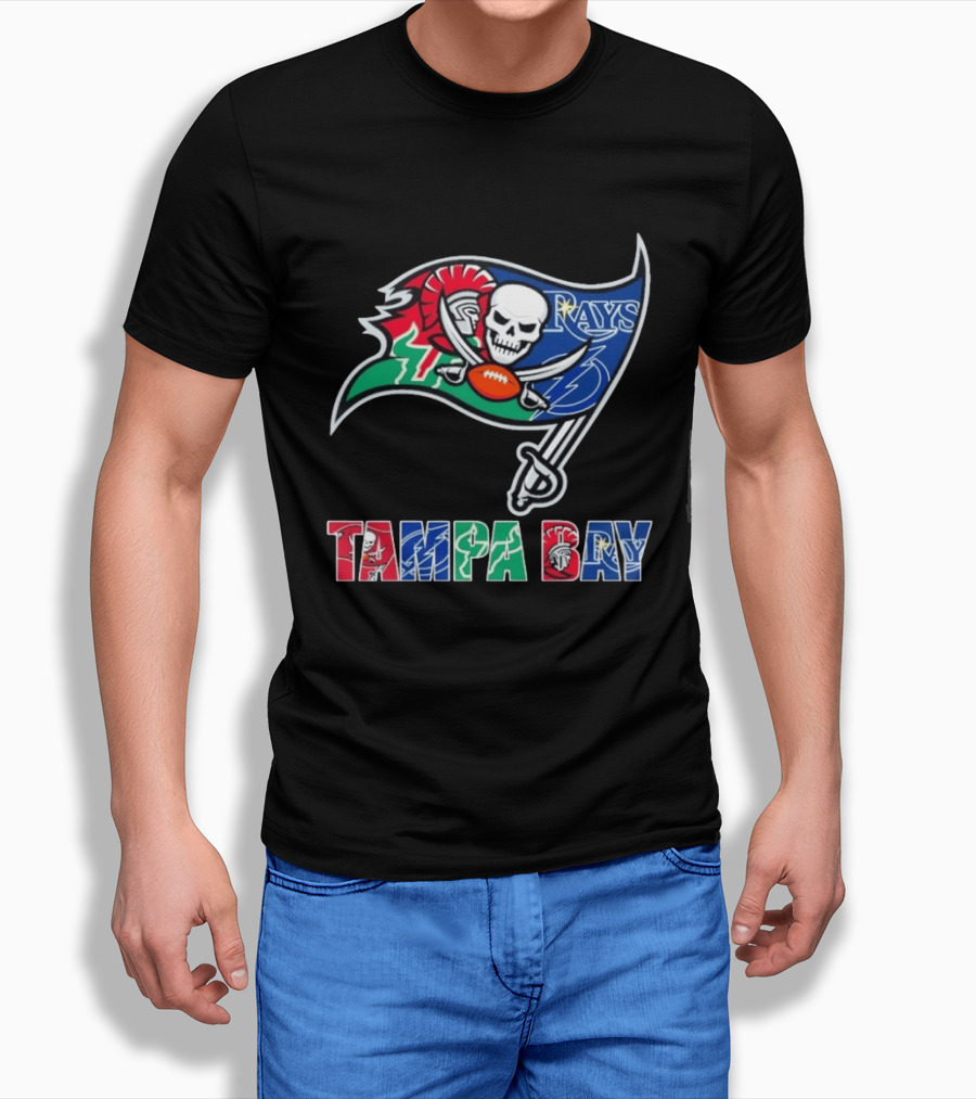 Tampa Bay Buccaneers Rays Lightning Sports Teams Flag T-Shirt