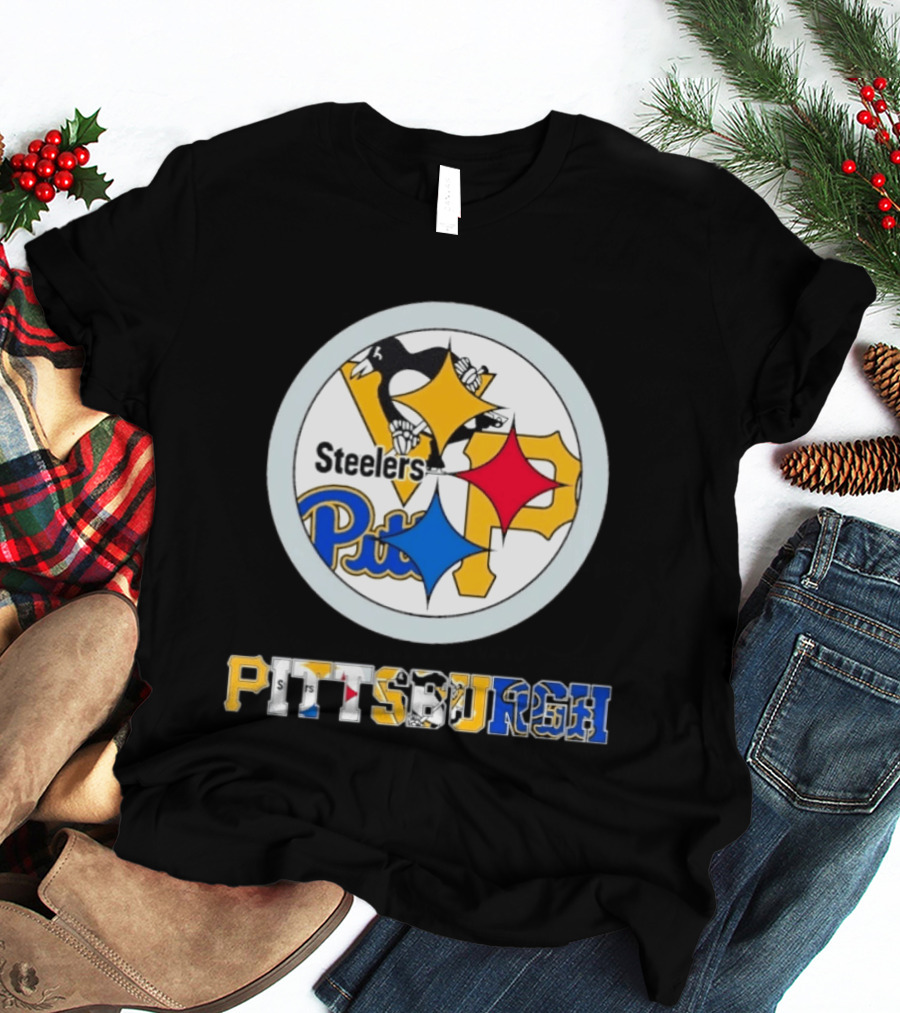Pittsburgh Steelers Penguins Pirates Teams Logos T-Shirt