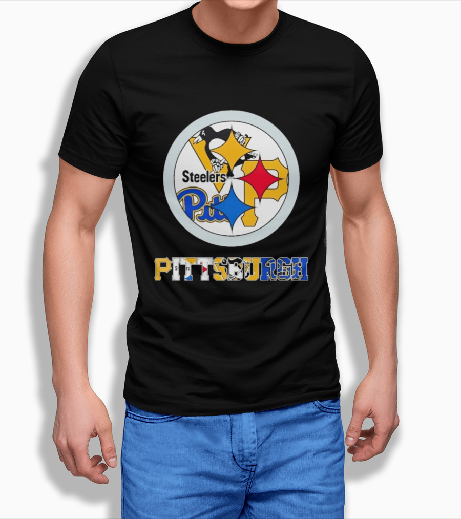 Pittsburgh Steelers Penguins Pirates Teams Logos T-Shirt
