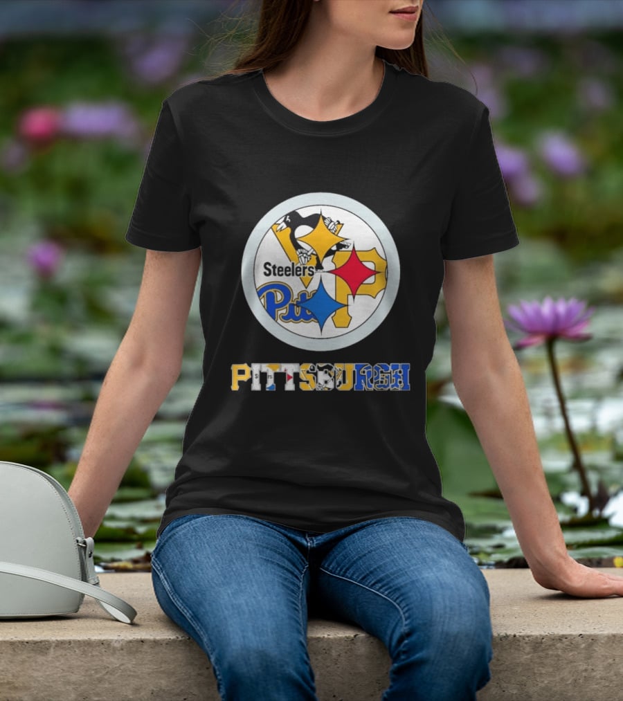 Pittsburgh Steelers Penguins Pirates Teams Logos T-Shirt