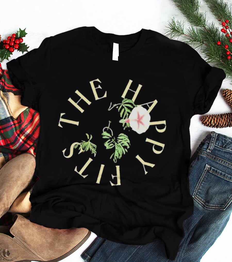 The Happy Fits Morning Glory Band Name Floral Motif T-Shirt