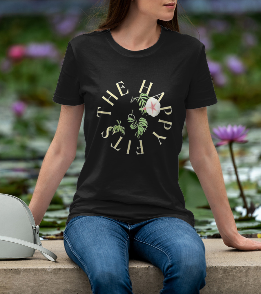 The Happy Fits Morning Glory Band Name Floral Motif T-Shirt