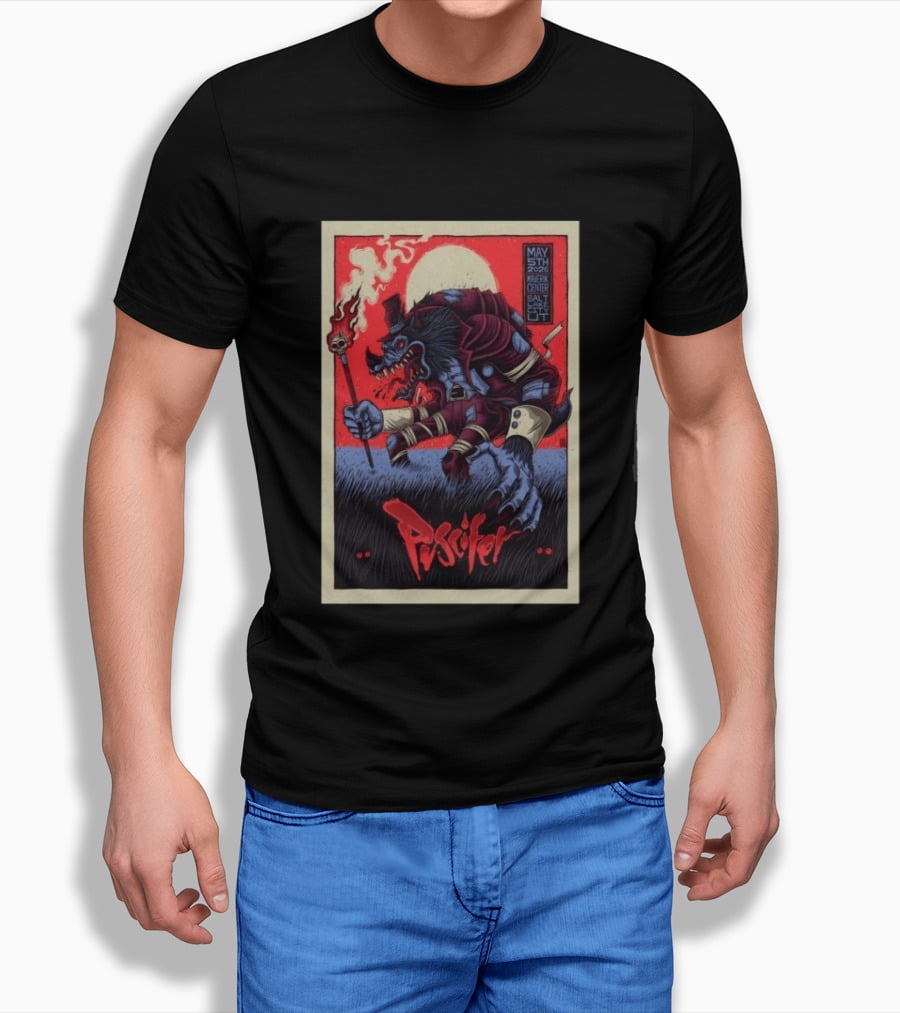 Puscifer May 5th 2026 Maverik Center Werewolf Art Salt Lake City UT T-Shirt