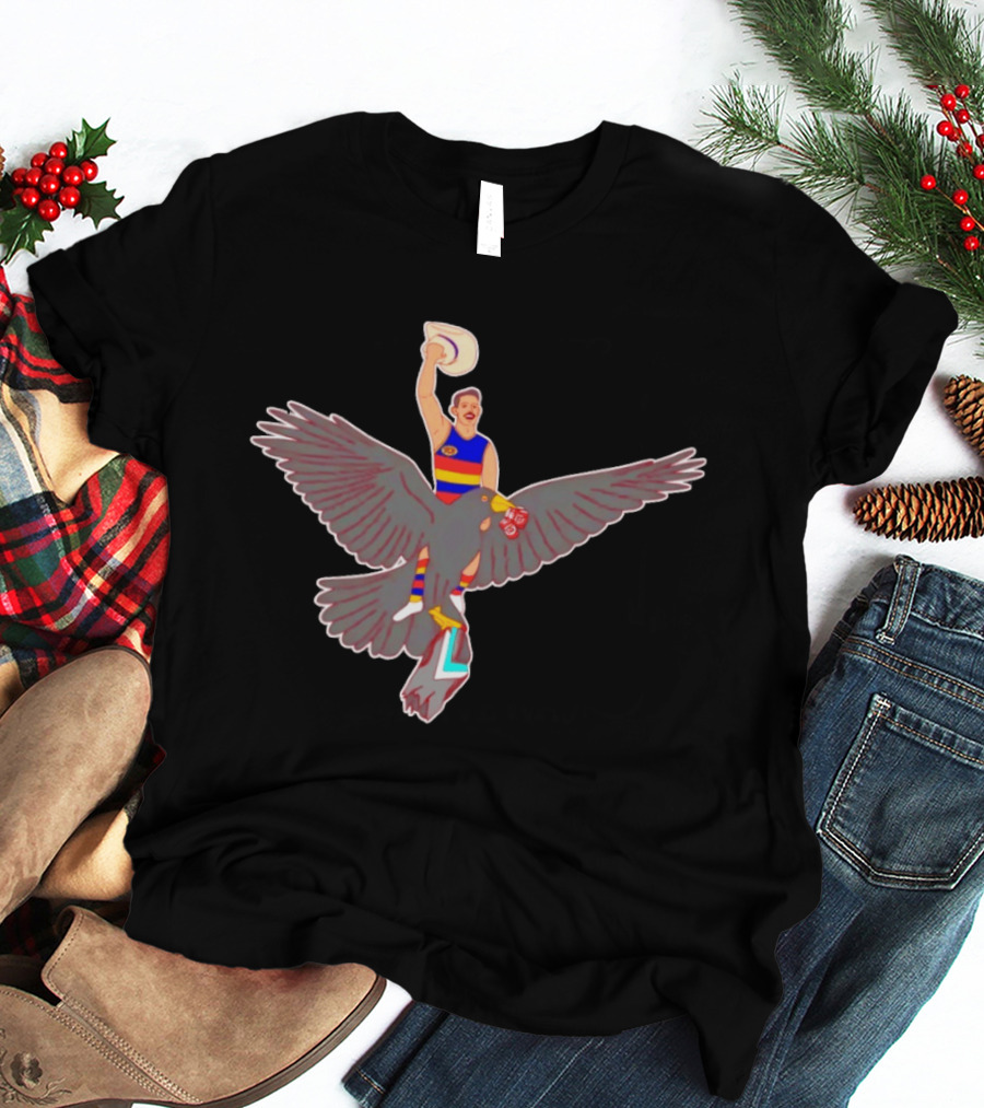 Texan Crow Adventure: Cowboy Riding Giant Bird T-Shirt