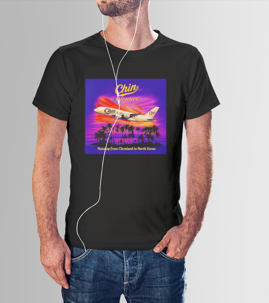 Chin Airways Nonstop Flight From Cleveland To North Korea Exotic Travel Adventure T-Shirt