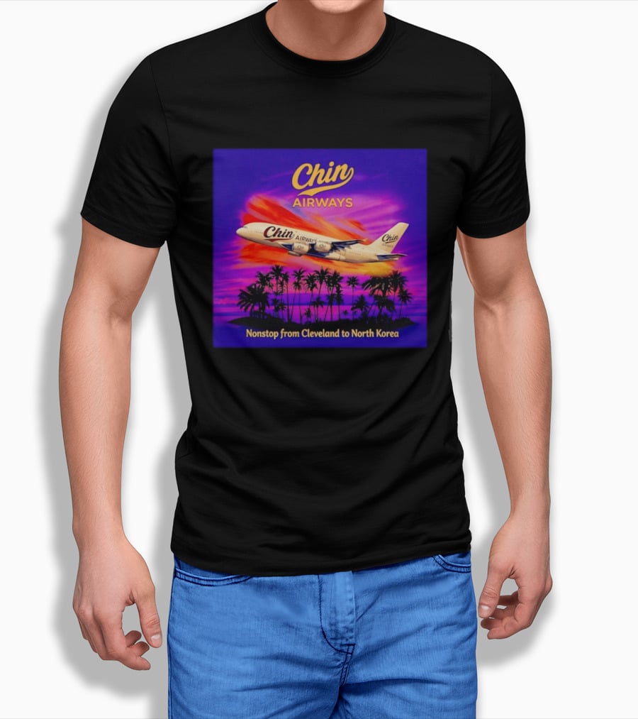 Chin Airways Nonstop Flight From Cleveland To North Korea Exotic Travel Adventure T-Shirt