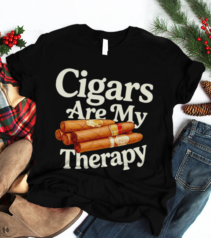 Cigars Are My Therapy Relaxation Smoking T-Shirt