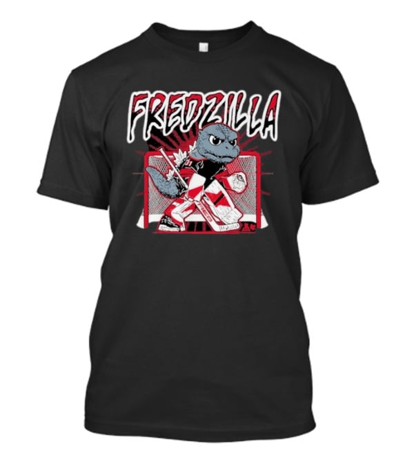 FredZilla Hockey Goalie Monster Art With Equipment And Net T-Shirt