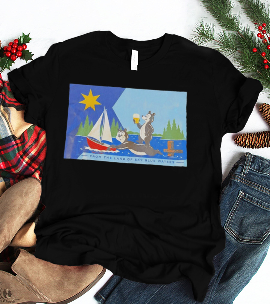 From The Land Of Sky Blue Waters Bears With Boat And Beer T-Shirt