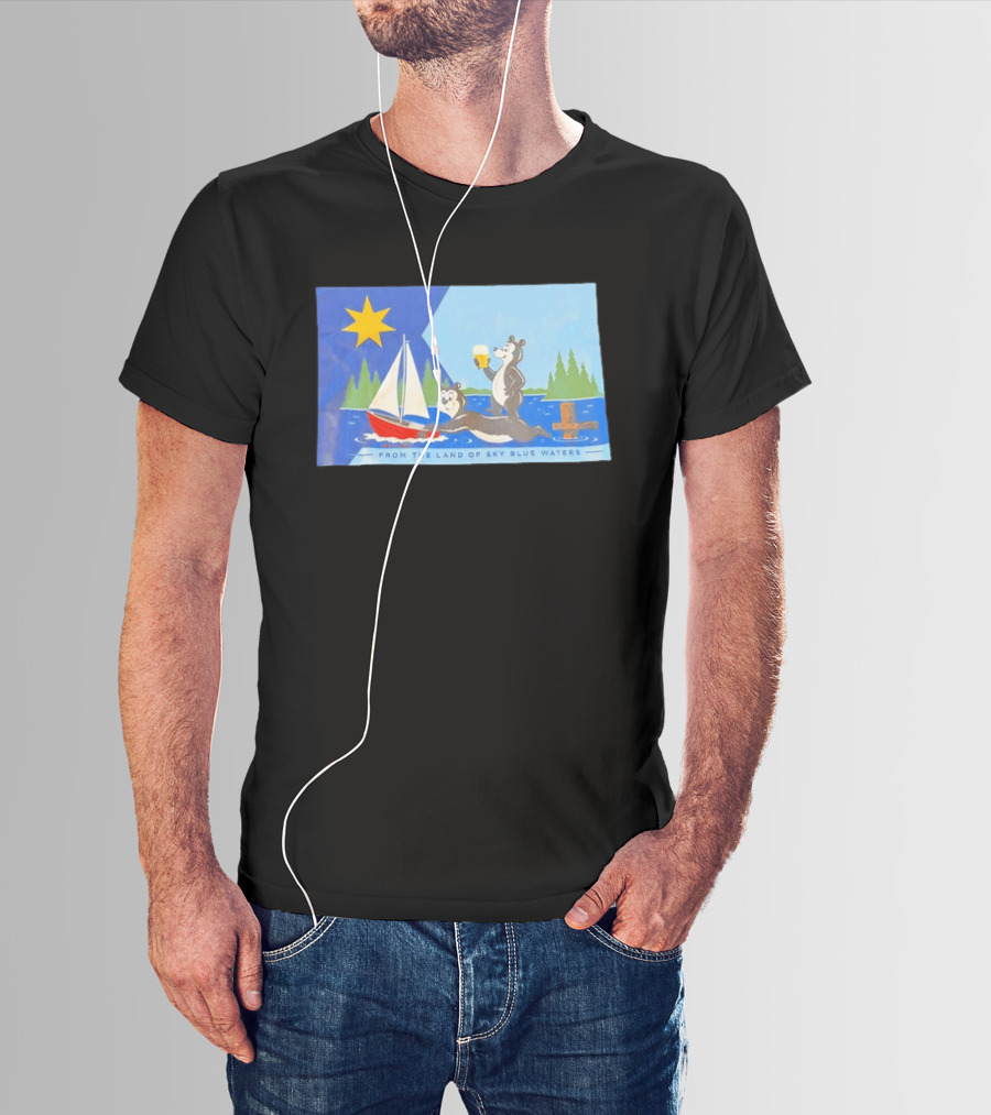 From The Land Of Sky Blue Waters Bears With Boat And Beer T-Shirt