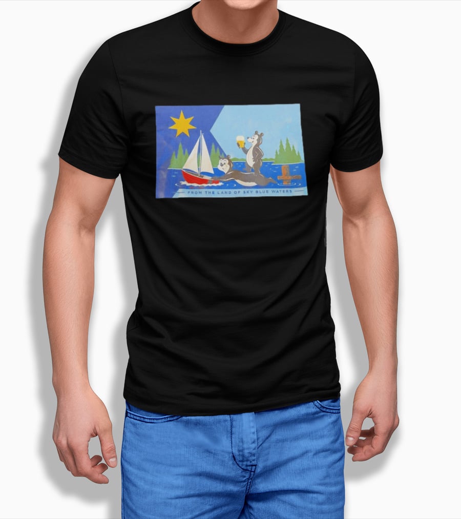 From The Land Of Sky Blue Waters Bears With Boat And Beer T-Shirt