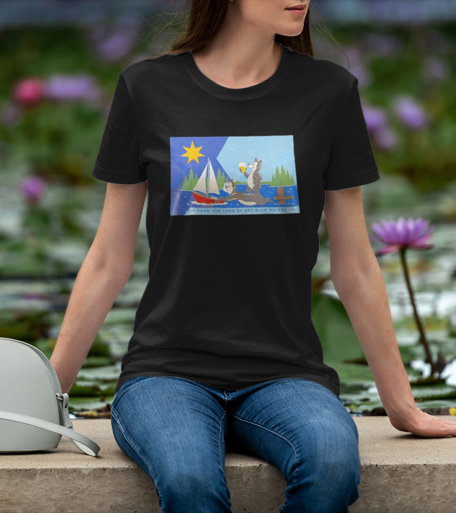 From The Land Of Sky Blue Waters Bears With Boat And Beer T-Shirt