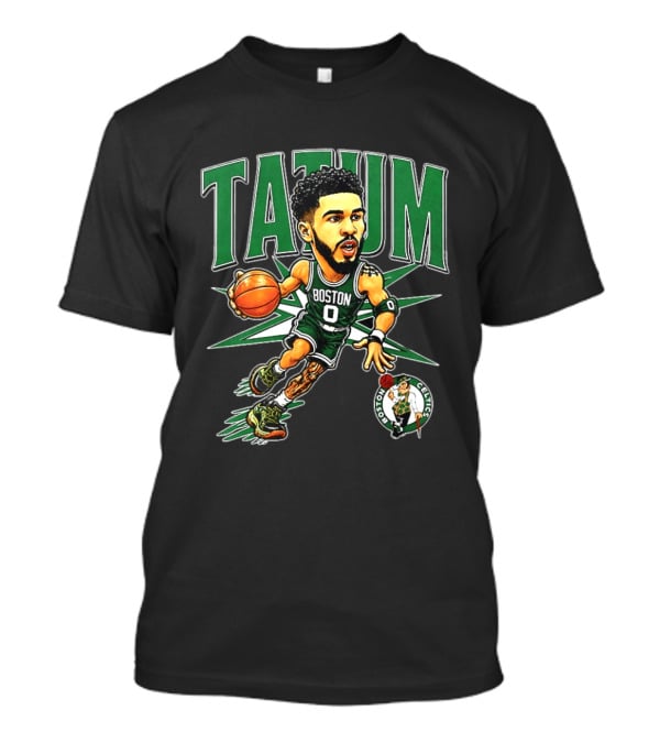 Jayson Tatum Boston Celtics NBA 2026 Big Head Cartoon Style Basketball Player T-Shirt