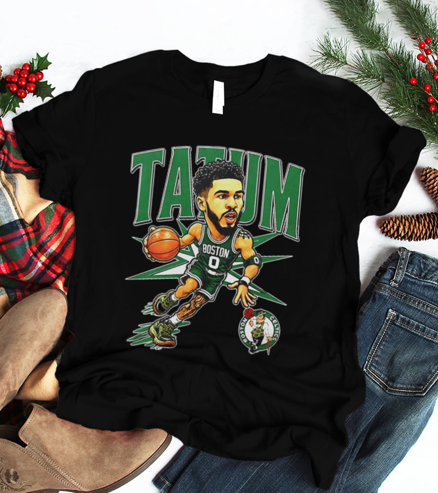 Jayson Tatum Boston Celtics NBA 2026 Big Head Cartoon Style Basketball Player T-Shirt