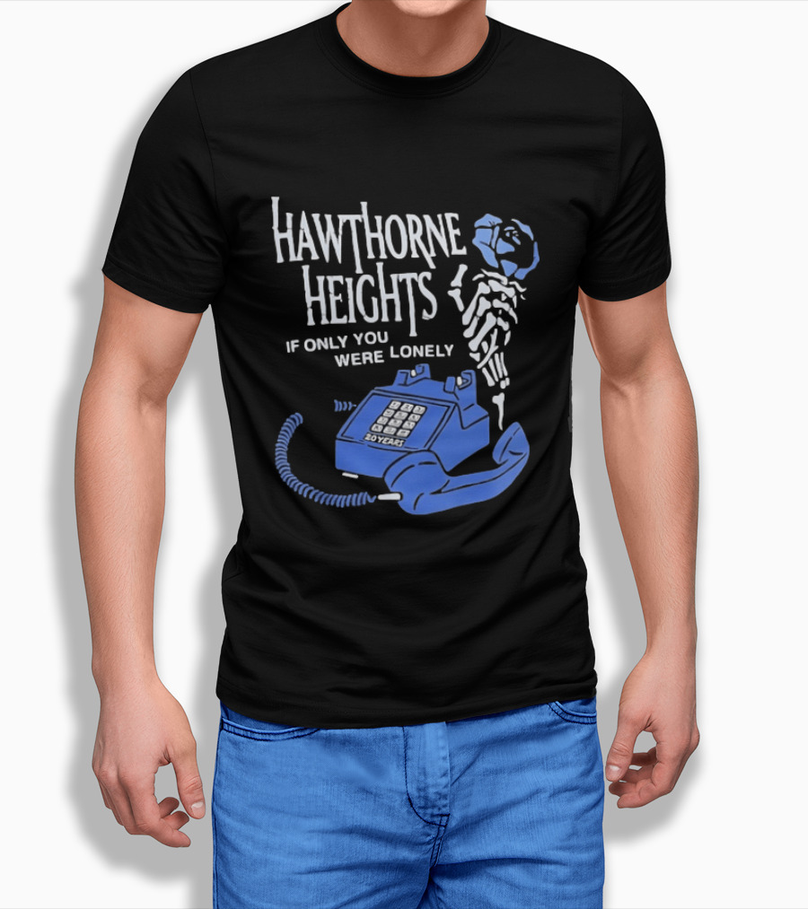 Hawthorne Heights If Only You Were Lonely 20 Years Skeleton With Blue Telephone T-Shirt