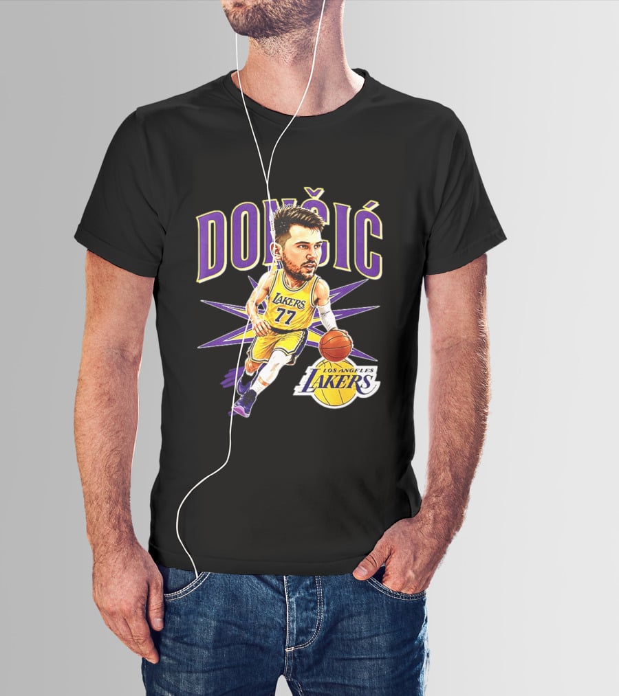 Doncic 77 Los Angeles Lakers NBA 2026 Big Head Basketball Player T-Shirt