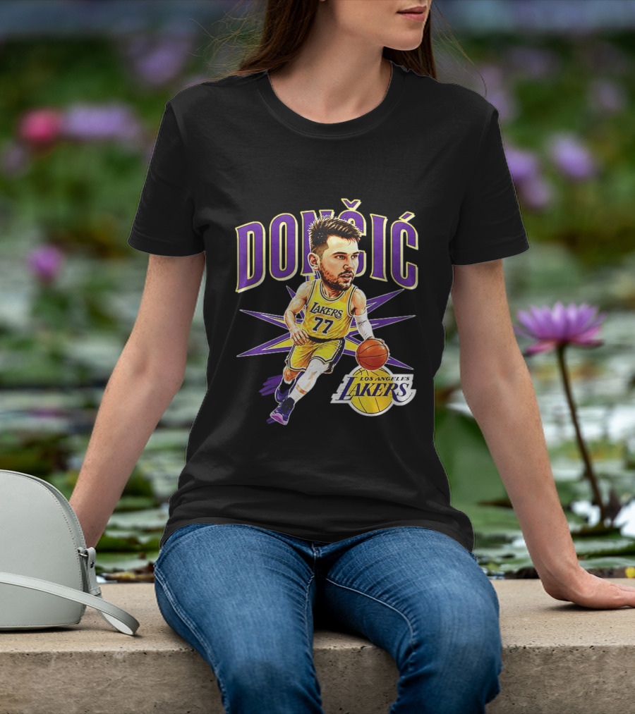 Doncic 77 Los Angeles Lakers NBA 2026 Big Head Basketball Player T-Shirt