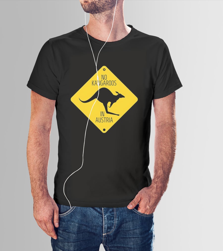 No Kangaroos In Austria Humorous Yellow Sign T-Shirt