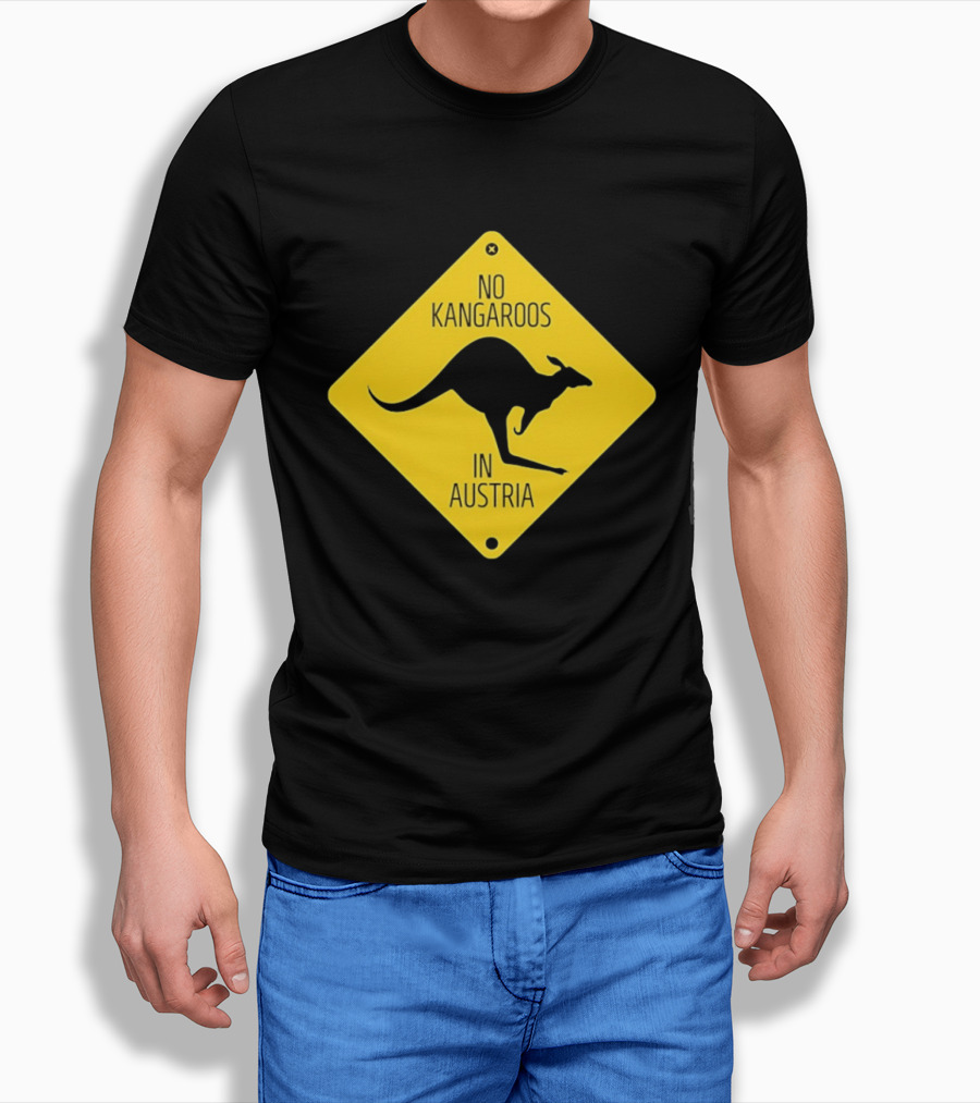 No Kangaroos In Austria Humorous Yellow Sign T-Shirt