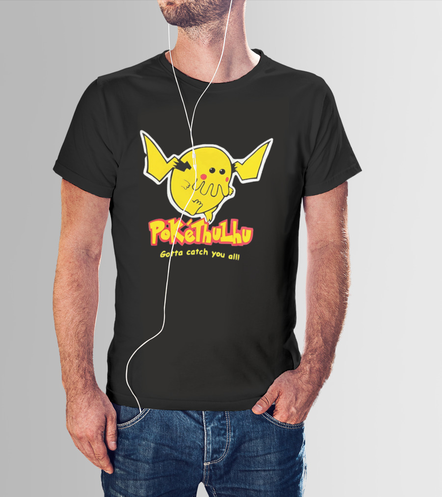 Pokethulhu Gotta Catch You All Yellow Hybrid T-Shirt