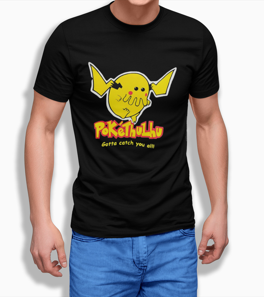Pokethulhu Gotta Catch You All Yellow Hybrid T-Shirt