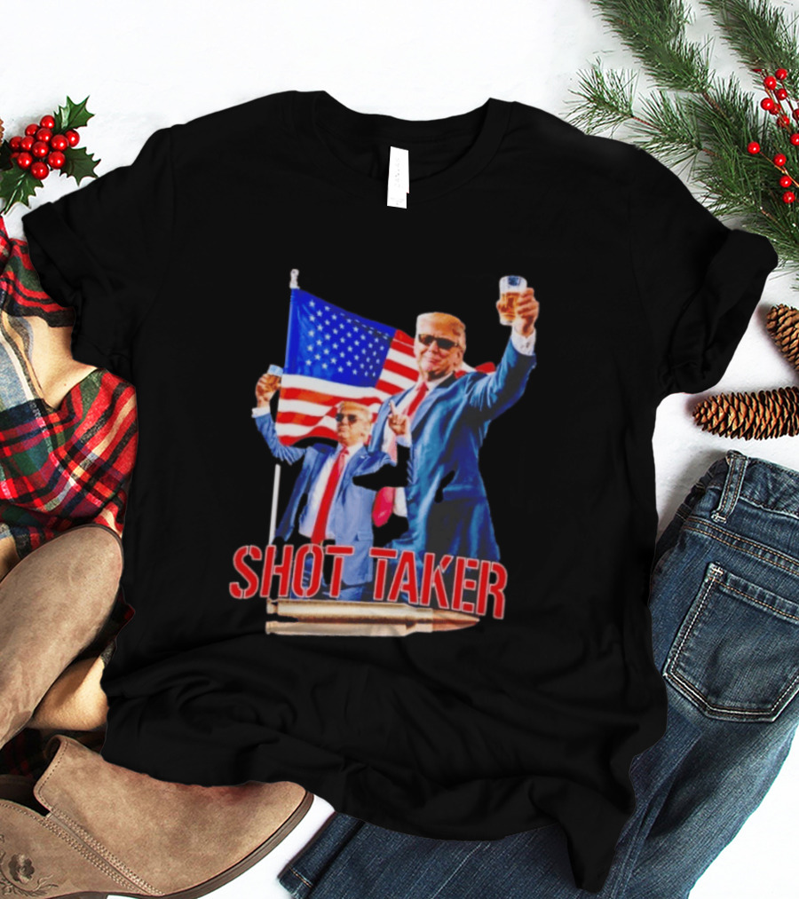 Shot Taker USA President American Flag Beer T-Shirt