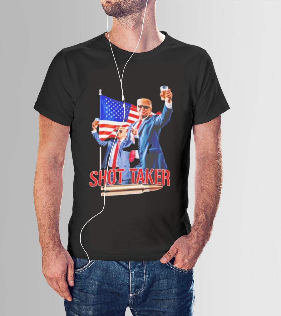Shot Taker USA President American Flag Beer T-Shirt